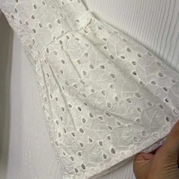 Zara - Embroidered White Open Front Ruffle With Bell Sleeves Jacket Size Medium - Picture 8 of 14